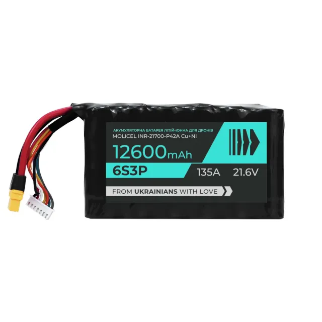 Battery for FPV drones BTRY 6s3p Molicel Cu+Ni (INR21700-P42A)